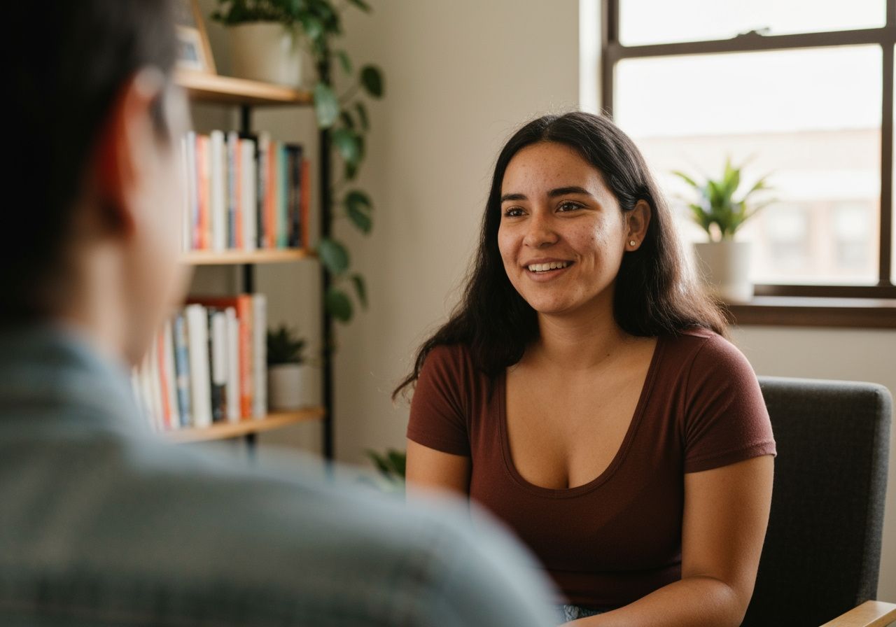 Persona en un espacio cálido de terapia